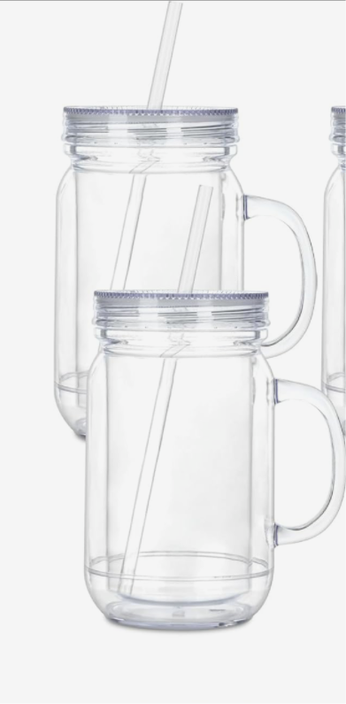 20 oz Acrylic Mason Jar with handle Snowglobe